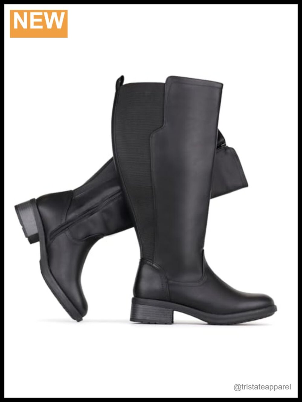 Extra Wide Calf Knee High Boots with Side Zipper and Stretch Panel
